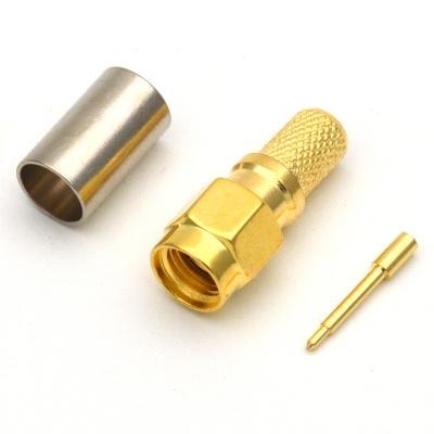 SMA straight male inner screw inner pin with RG59 LMR240 cable crimping all copper gold plated